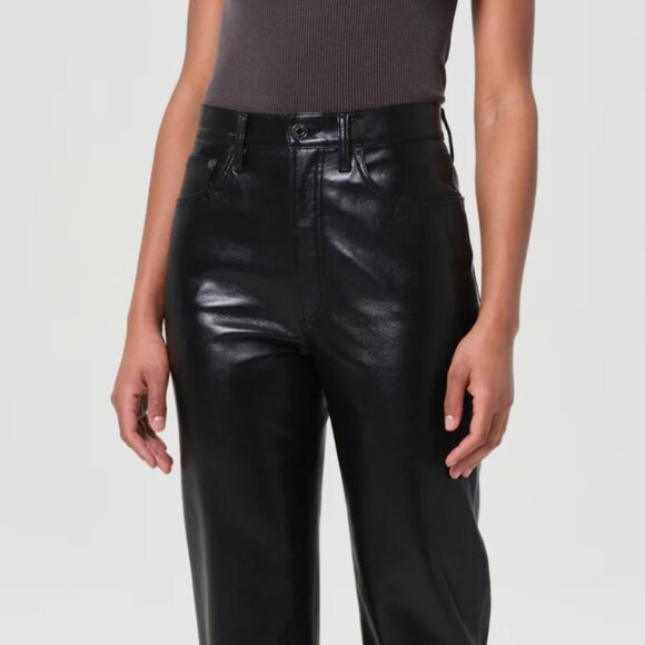 Agolde 90's Pinch Waist High Rise Straight Long (Recycled Leather) - Picture 2 of 8